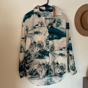 Water Painting Button Down Blouse